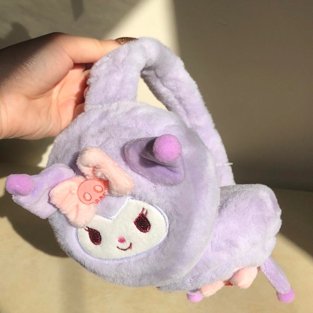 sanrio pastel purple kuromi plush earmuffs